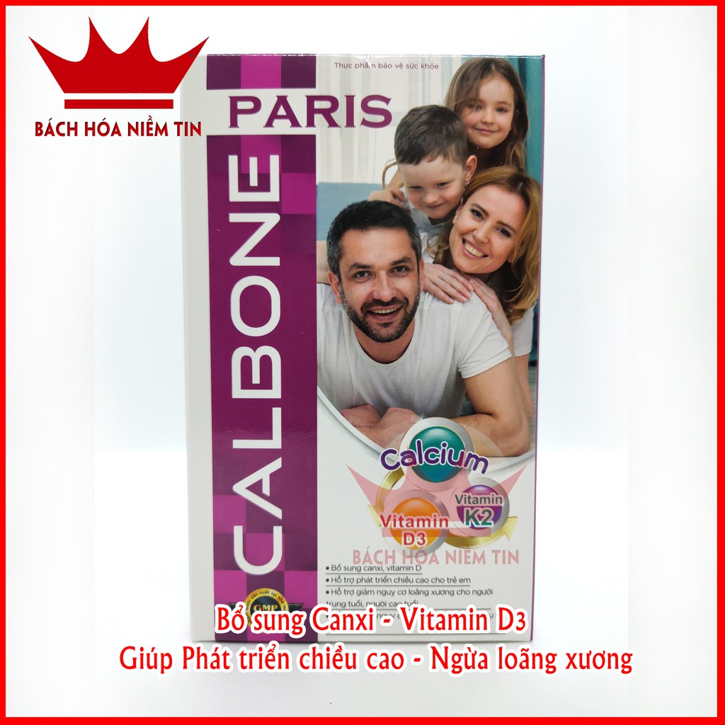 Viên uống bổ sung canxi CALBONE - PARIS - Giúp phát triển chiều cao cho trẻ em, ngừa loãng xương cho người già hiệu quả
