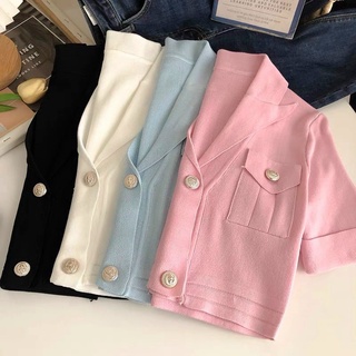 ÁO LEN CROPTOP PHỐI NÚT [TNT SHOP BIGSIZE]
