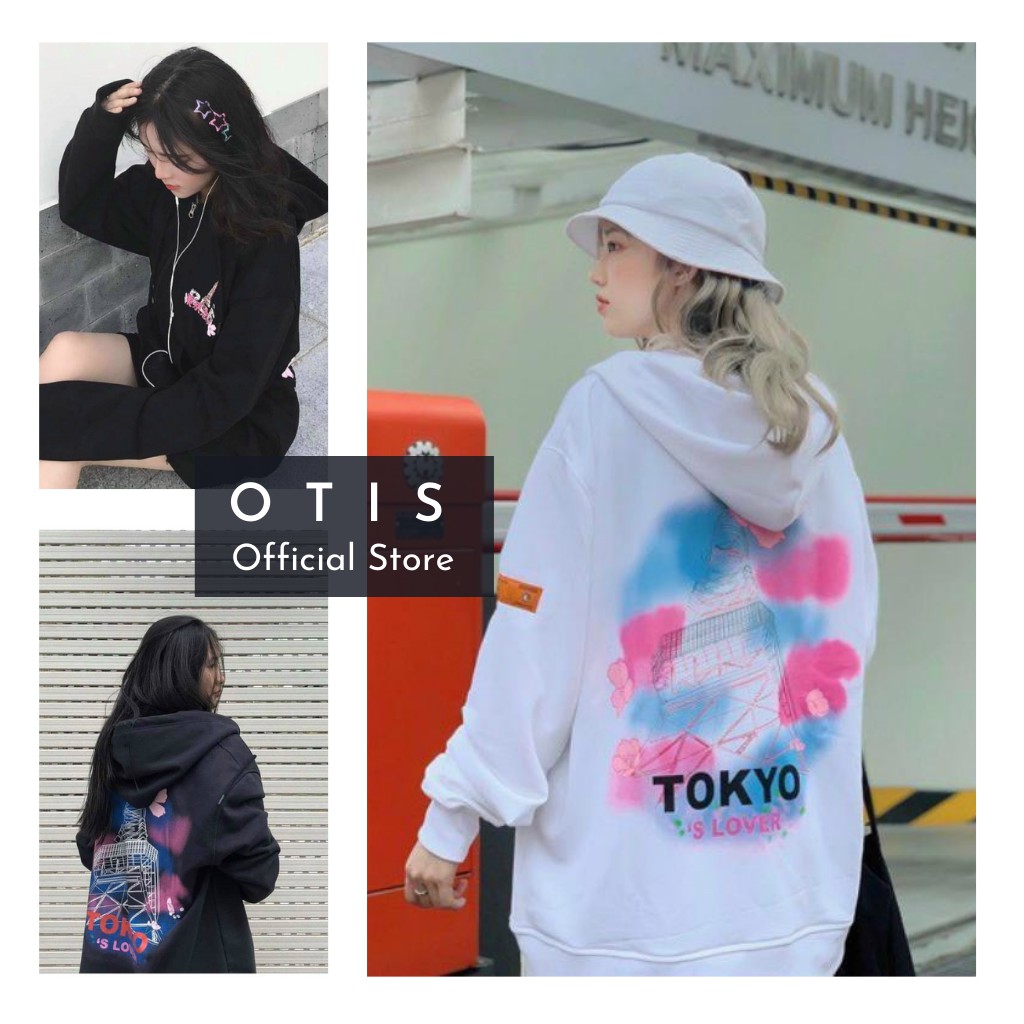 Áo khoác nỉ nữ dây kéo form rộng in hình họa tiết cá tính - KN8