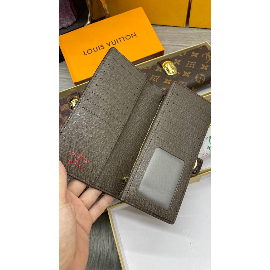 VÍ NỮ CẦM TAY  LV189 KHOÁ SẬP NẮP GẬP CÀI FULLBOX HÀNG SẴN SHIP GRAB