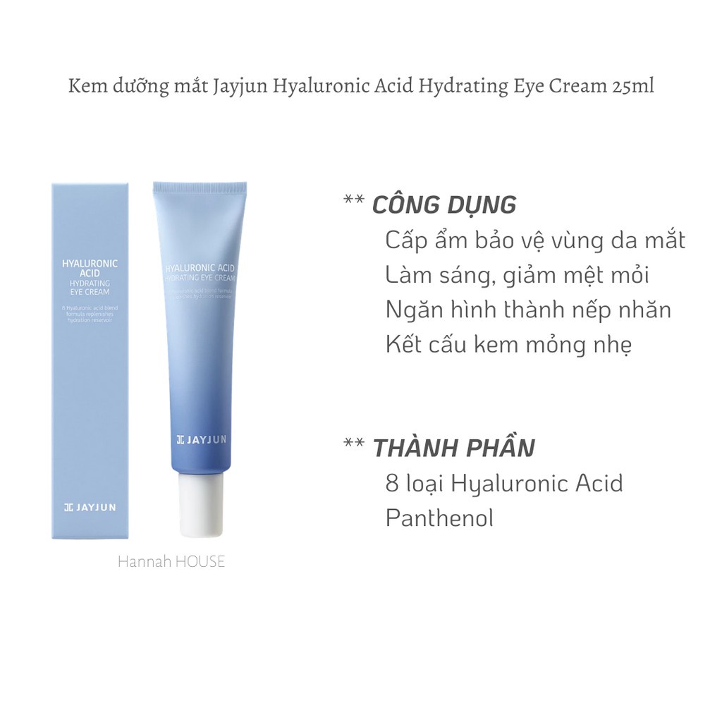 [Bill Hàn] Kem mắt Jayjun Hyaluronic Acid Hydrating Eye Cream