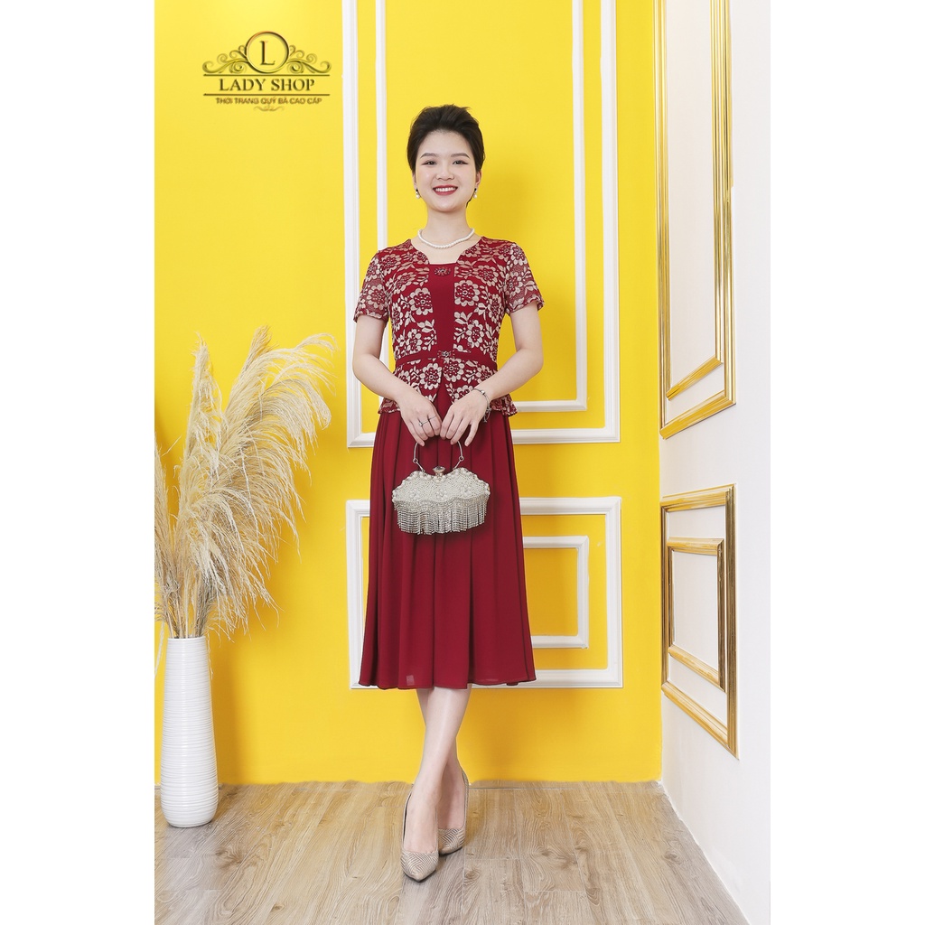 Đầm Ren Hoa Peplum chân voan Ladyshop thời trang trung niên cao cấp TK816 | BigBuy360 - bigbuy360.vn
