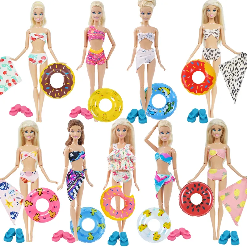 Bộ Đồ Bơi Bikini Có Phao Nổi Đáng Yêu Cho Búp Bê Barbie