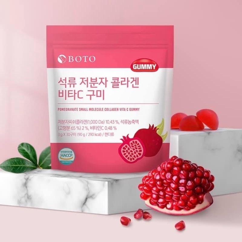 Kẹo dẻo collagen lựu và vitamin c boto gummy pomegranate low molecular - ảnh sản phẩm 4