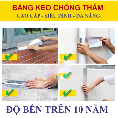 Cuộn Keo Chống Thấm - Dán Tường, Dán Mái Tôn Siêu Dính, Chống Dột 5cmx10M