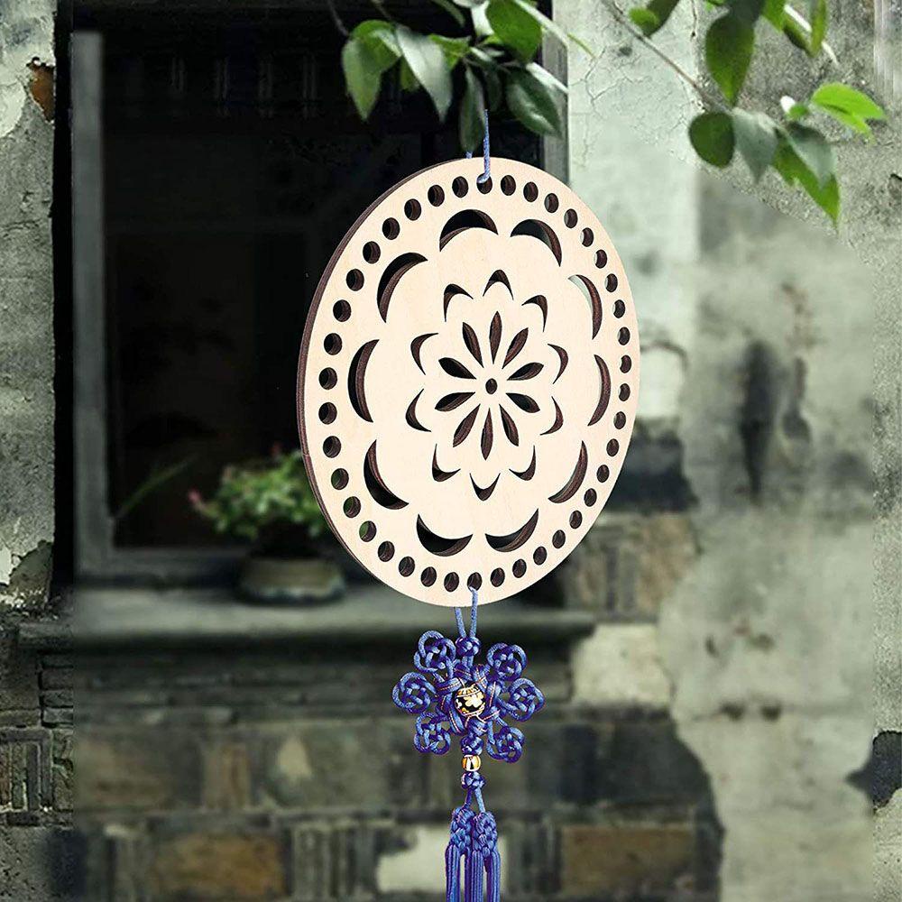 WTTLE Bộ 2 Giỏ Đan Len Bằng Gỗ Tự Nhiên DIY
