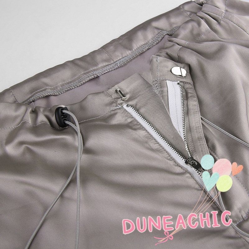 DUNEA Quần Satin Ống Rộng Lưng Thấp Thời Trang Dành Cho Nữ