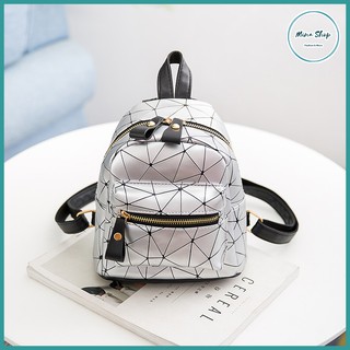 Balo nữ, balo mini kẻ caro màu xám, cute, balo thời trang phong cách Hàn quốc Minashop