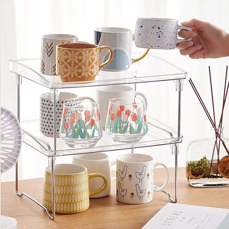 Kệ Nhựa Acrylic Trong Suốt Để Bàn Đựng Đồ Trang Điểm, Kệ Để Bàn Có Thể Gấp Gọn, Kệ Decor Trang Trí Bàn Học, Bàn Làm Việc