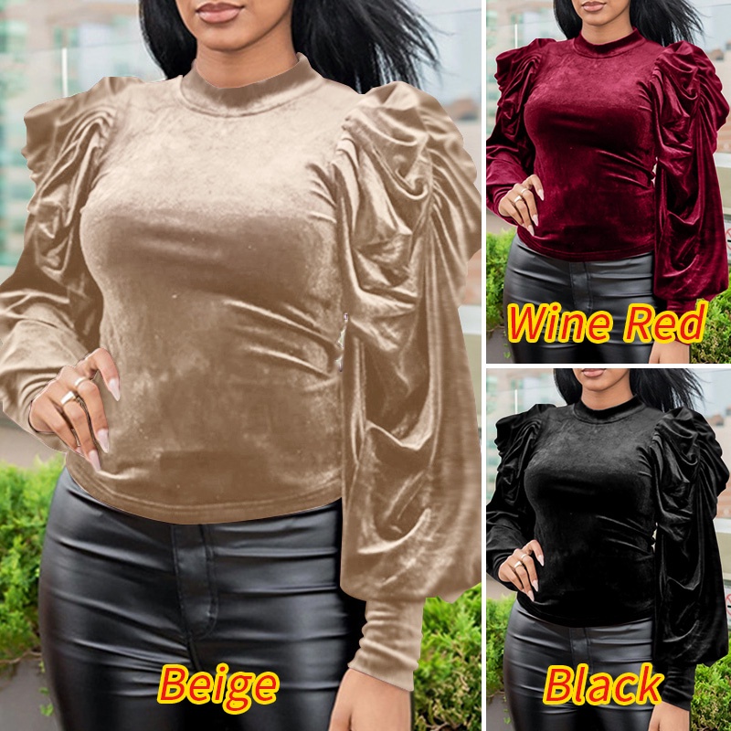 Áo ZANZEA cổ đứng tay phồng dáng ôm vừa vặn thời trang cổ điển cho nữ