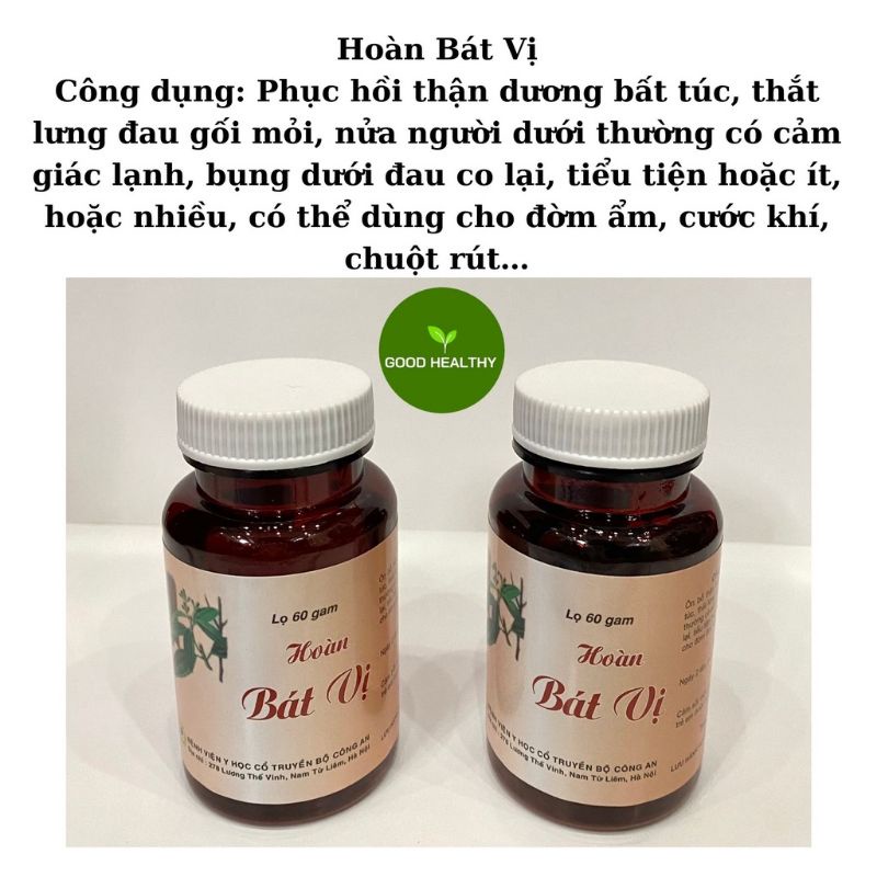 Hoàn Bát Vị, bổ thận dương cho người đau lưng mỏi gối , tăng khả năng sinh lý , viện y học cổ truyền Bộ Công An