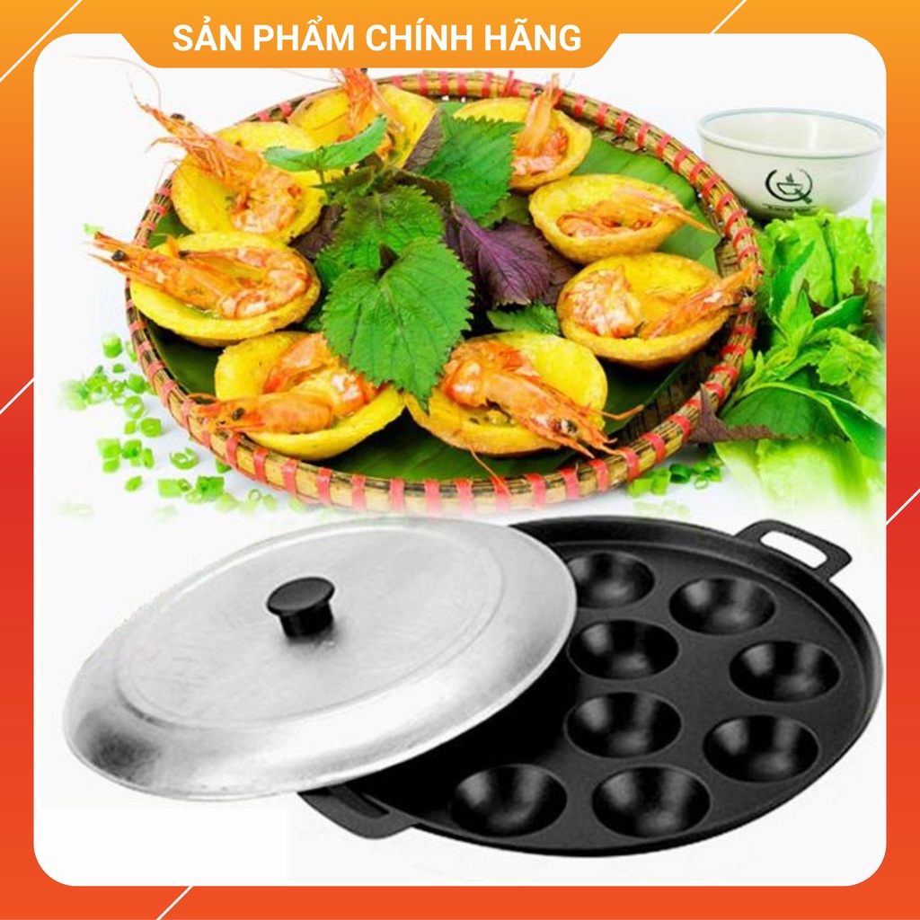 Khuôn Bánh Khọt 12 lỗ, 10. 8 lỗ Cao Cấp - Chống dính, có nắp - Hàng công ty Thái Sơn