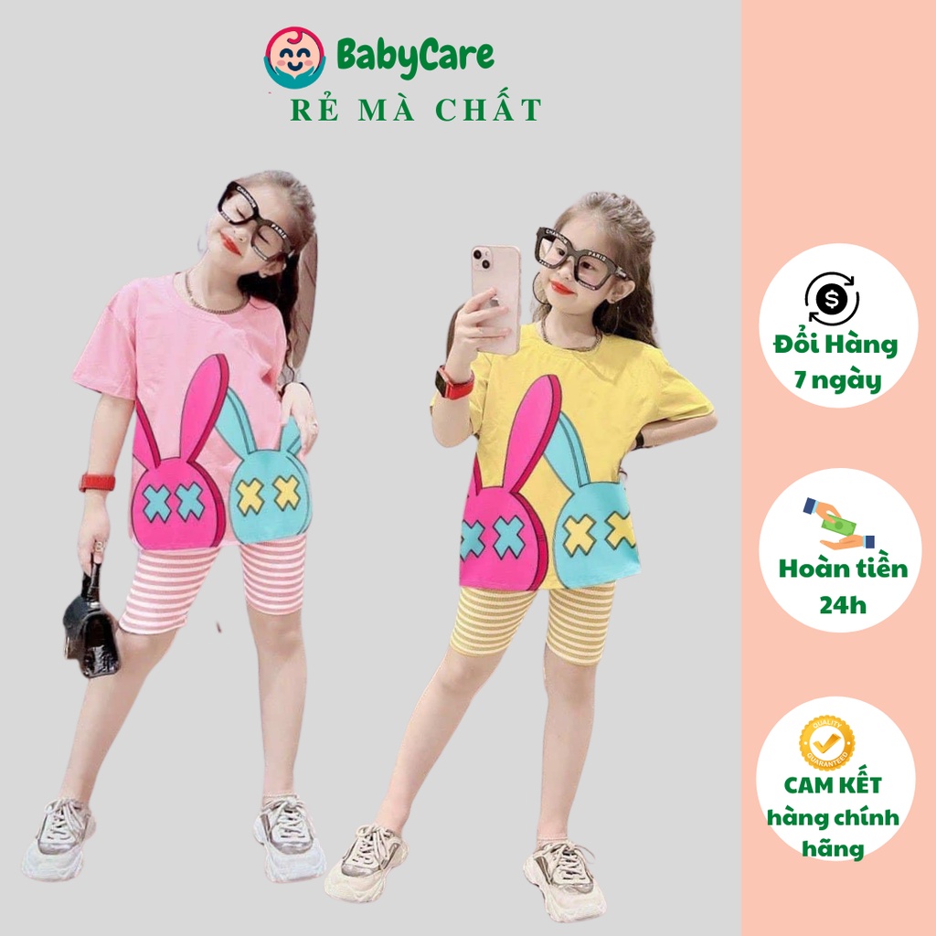 Set bộ quần áo trẻ em mùa hè 10-40kg cho bé gái mẫu Gấu đáng yêu, chất cotton loại 1 mềm mát0