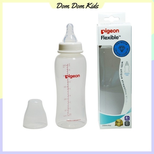 Bình sữa Pigeon Streamline 150ml / 250ml, chất liệu nhựa PP cao cấp không chứa BPA Free.