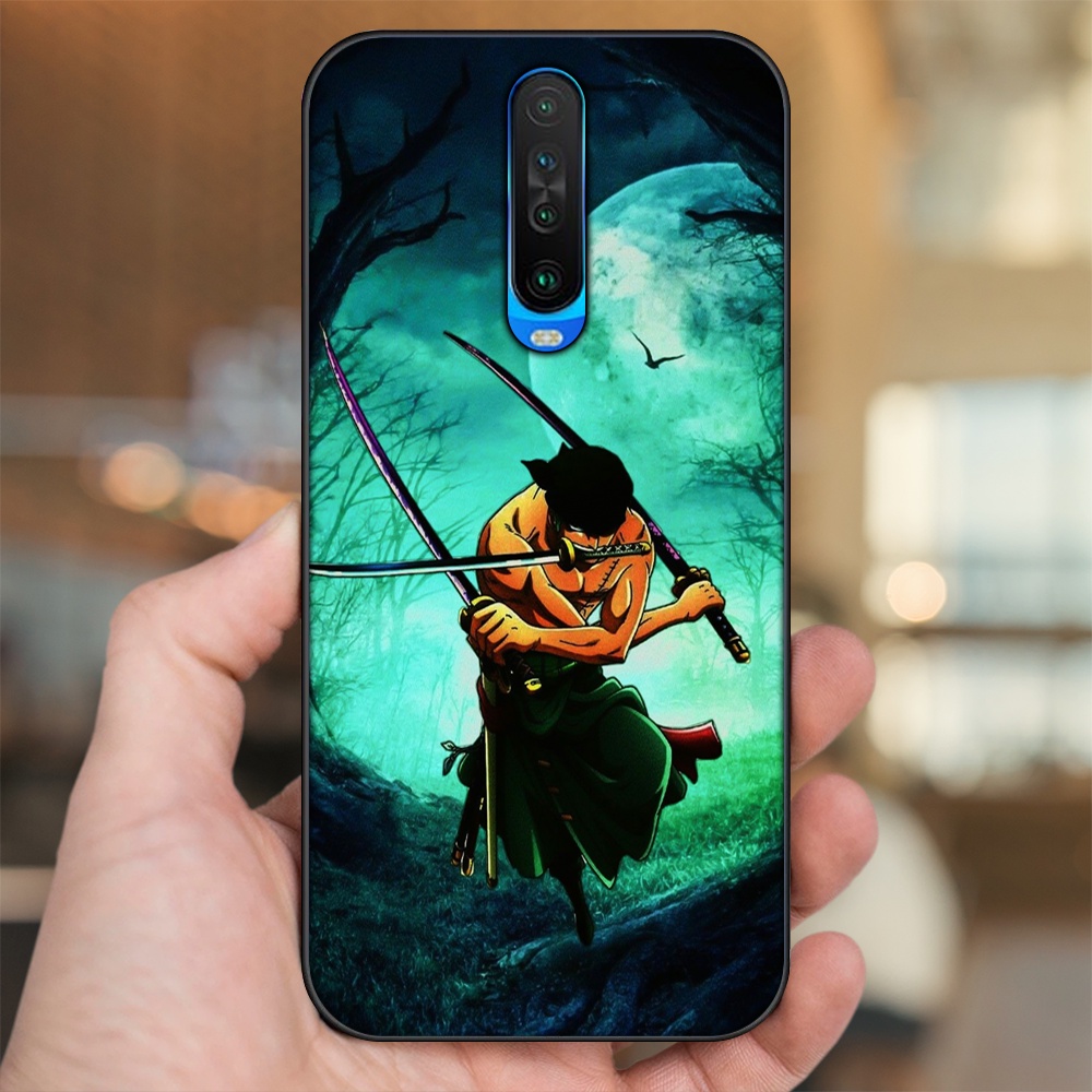 Ốp lưng Xiaomi K30 viền đen in hình Zoro One Piece