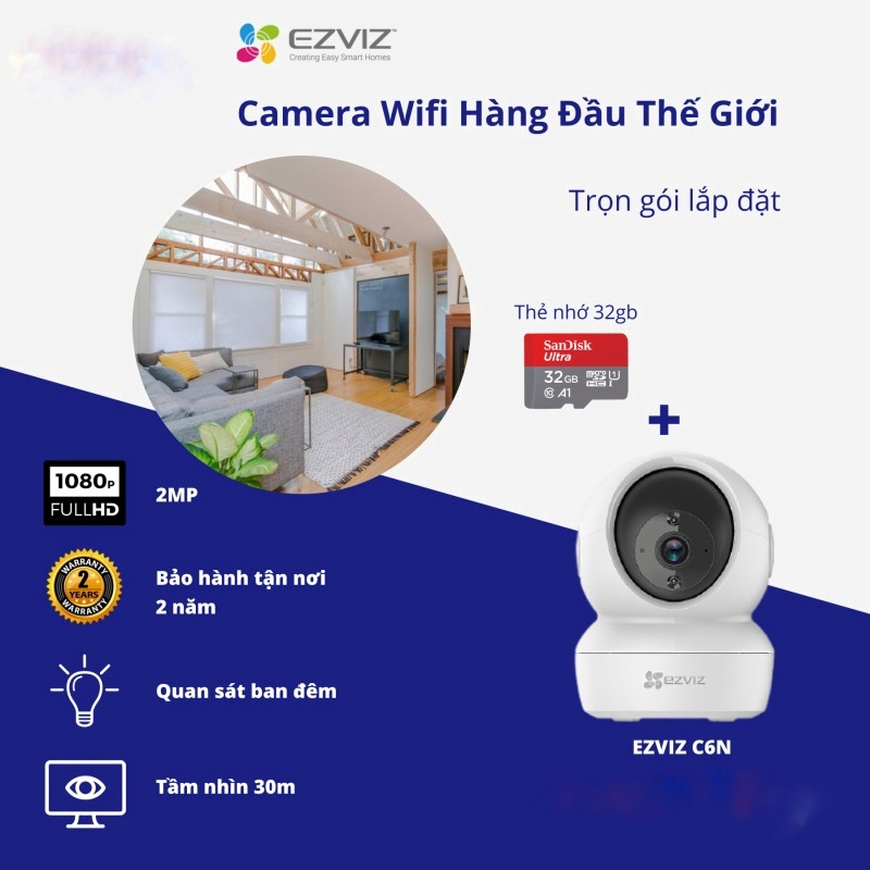 Camera IP Wifi Ezviz C6N 1080p-Hàng Chính Hãng