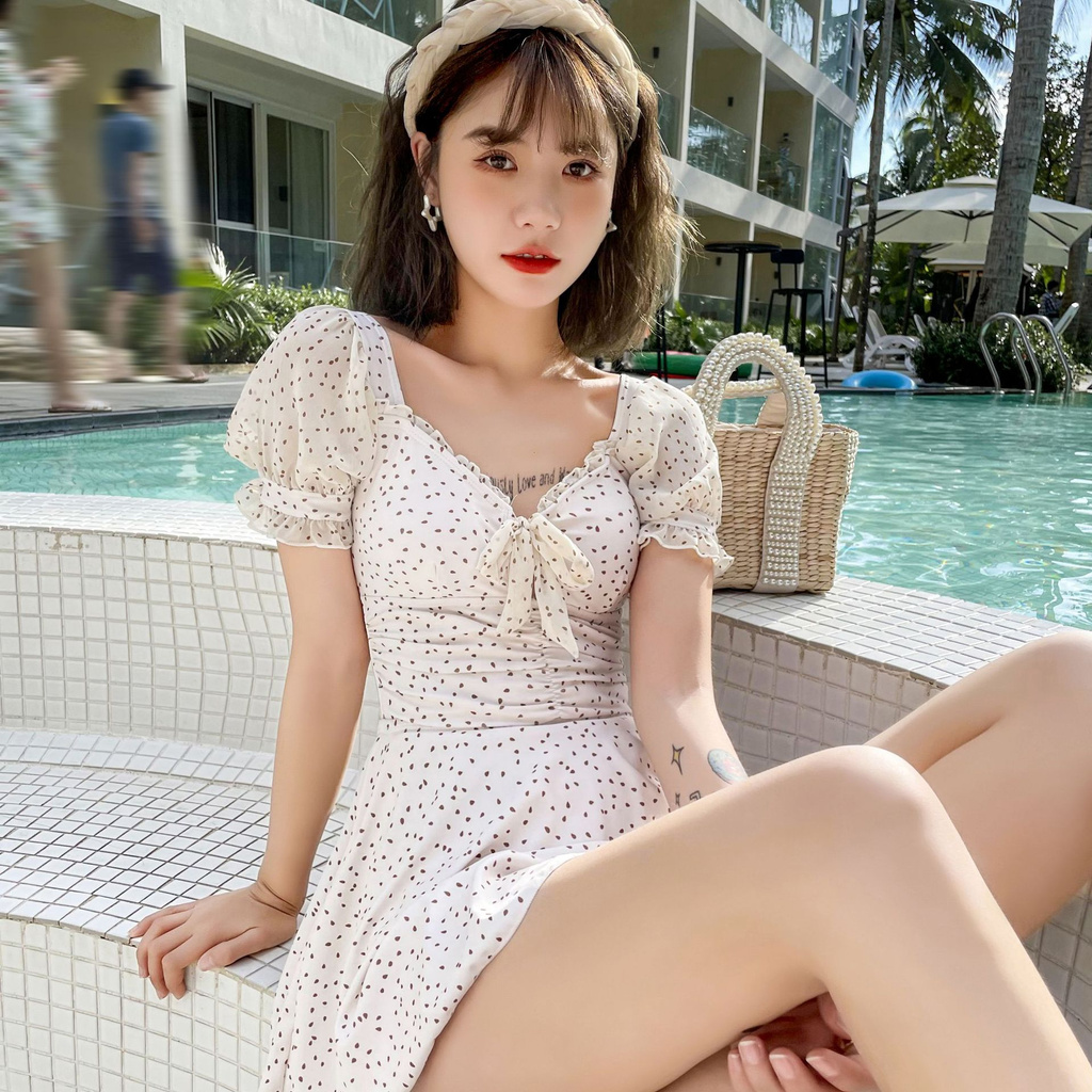 Đồ Bơi Một Mảnh Tay Ngắn Hoạ Tiết Chấm Bi | BigBuy360 - bigbuy360.vn