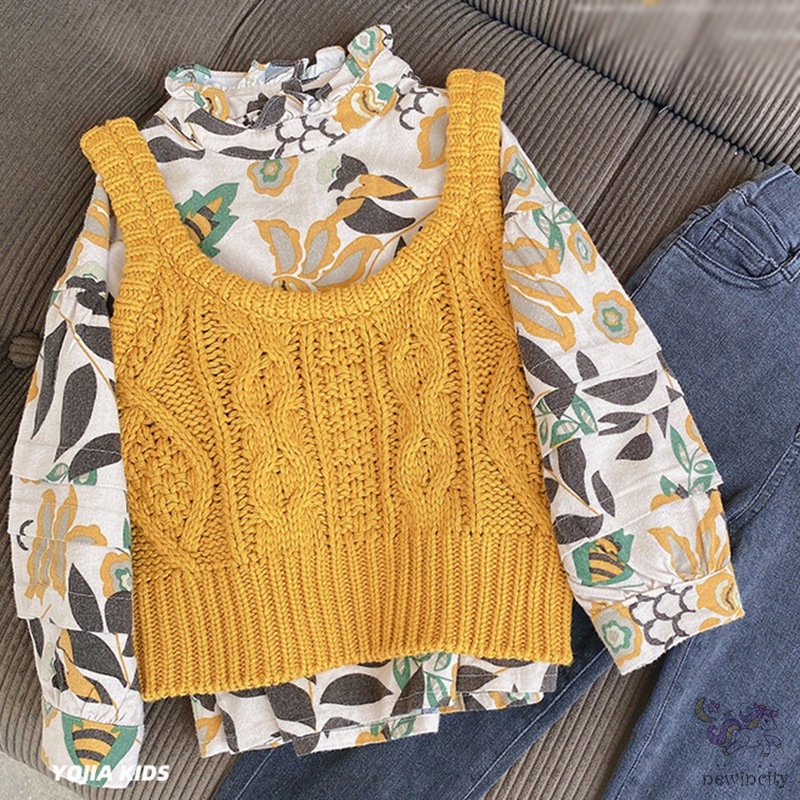 Korean Girls Autumn Retro Style Knitted Vest