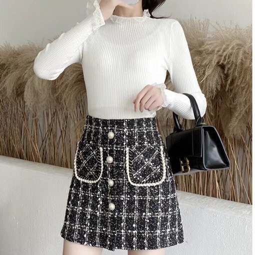 Chân váy ngắn chữ A chất dạ siêu trẻ trung dễ mix đồ