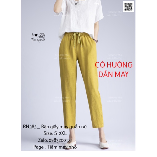 RN385_Rập giấy may quần baggy cạp chun nữ