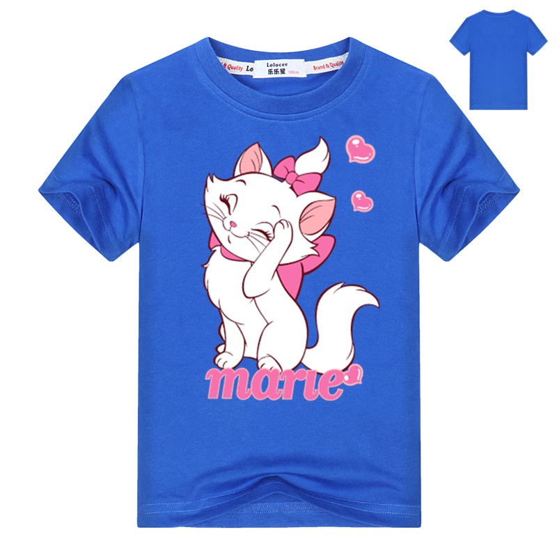 Áo thun in hình mèo Kitty tay ngắn vải cotton 100% thời trang mùa hè dành cho bé gái