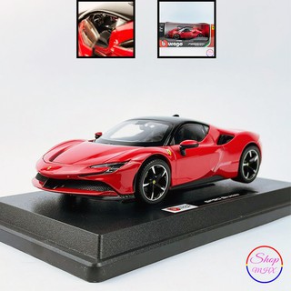Xe mô hình sắt Ferrari SF90 Stradale TẶNG KÈM BIỂN SỐ tỉ lệ 1:24 hãng Burago