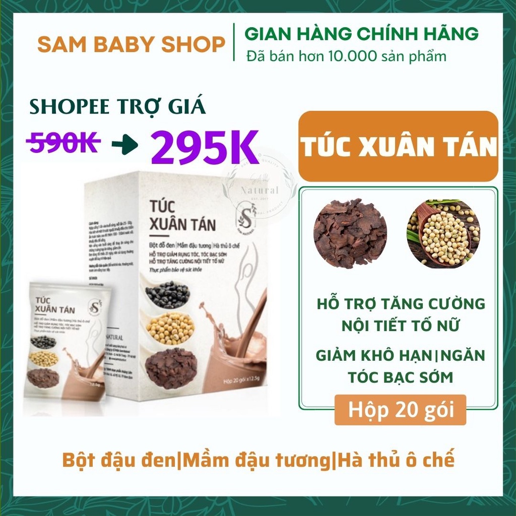 Túc Xuân Tán Sam Natural Tăng Nội Tiết Tố Nữ, Giảm Nám Sạm Da, Tăng Sinh Lý Nữ - Hộp 20 gói – Hàng chính hãng công ty