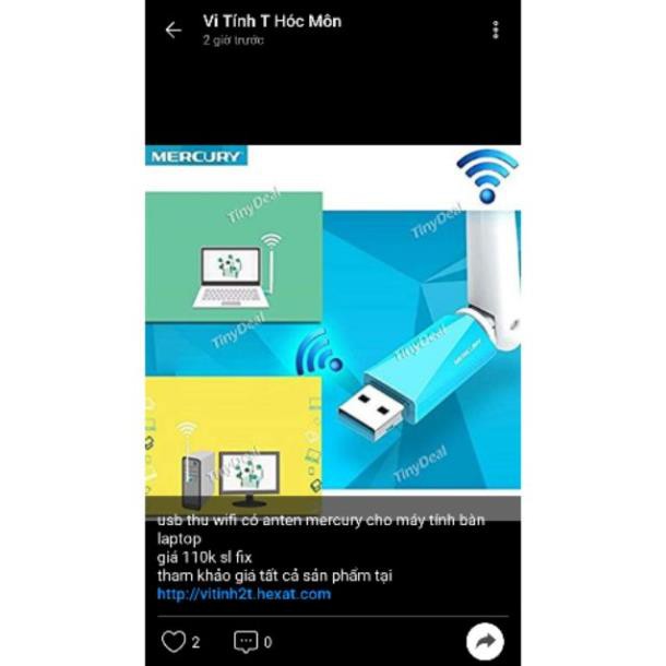 usb thu wifi có anten mercury MW150UH cho máy tính bàn laptop