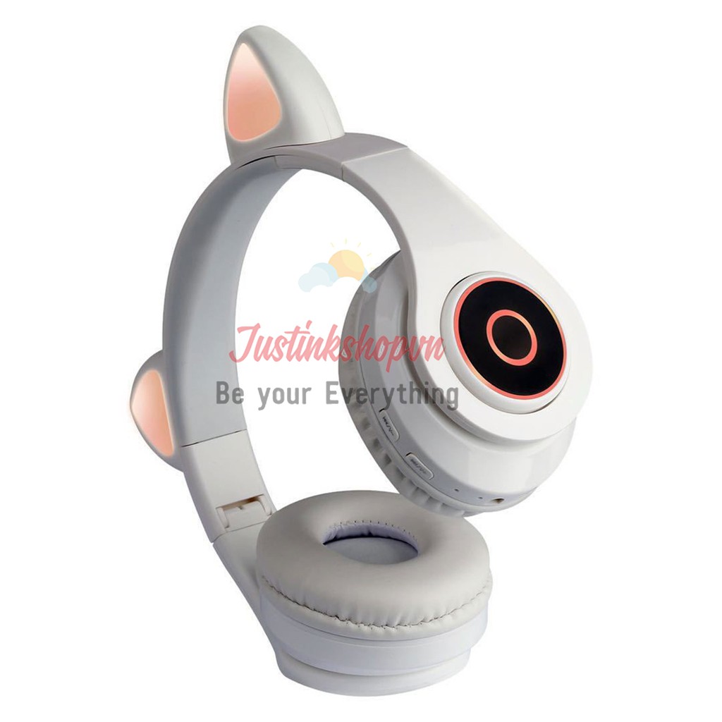 Tai nghe đèn Led tai mèo cat ear dễ thương dùng Bluetooth B39 có dây nối với máy tính, điện thoại, ipad,- JLVQ-4994-TNBT