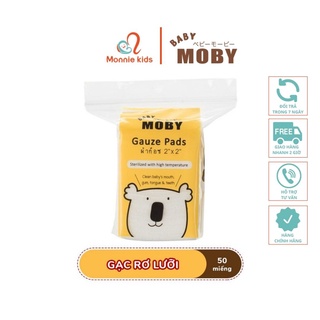 Gạc rơ lưỡi cho bé MOBY BABY 50c, tưa lưỡi vệ sinh răng miệng cho trẻ sơ sinh - Monnie Kids