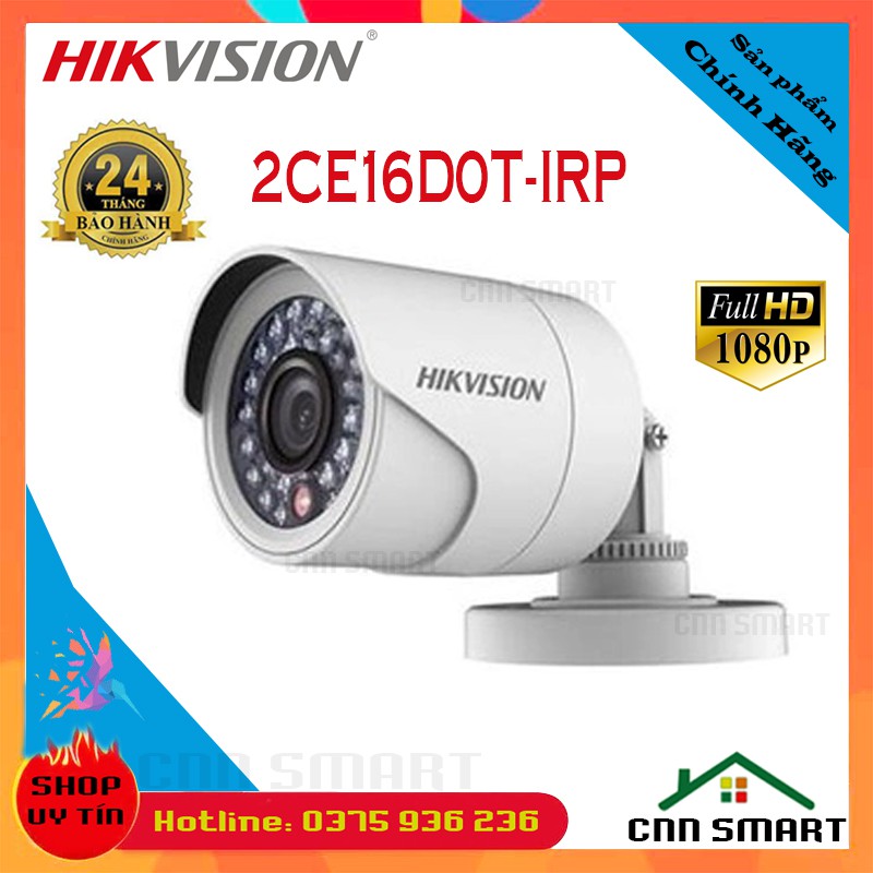Camera Thân TVI Hikvision DS-2CE 16D0T-IRP (2.0MP) hồng ngoại 20M chống ngược sáng DWDR - Hàng chính hãng BH24TH