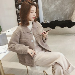 Áo khoác lông cừu thu nữ