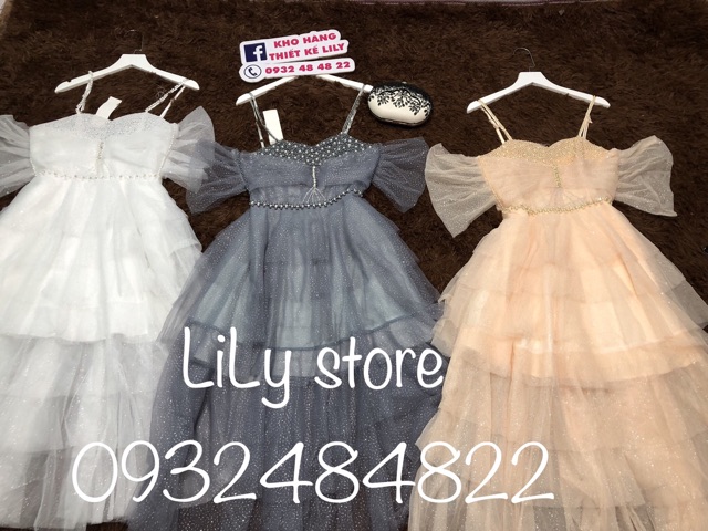 ẢNH &amp; VIDEO THẬT 10000%  Đầm xoè rớt vai tầng kết đá