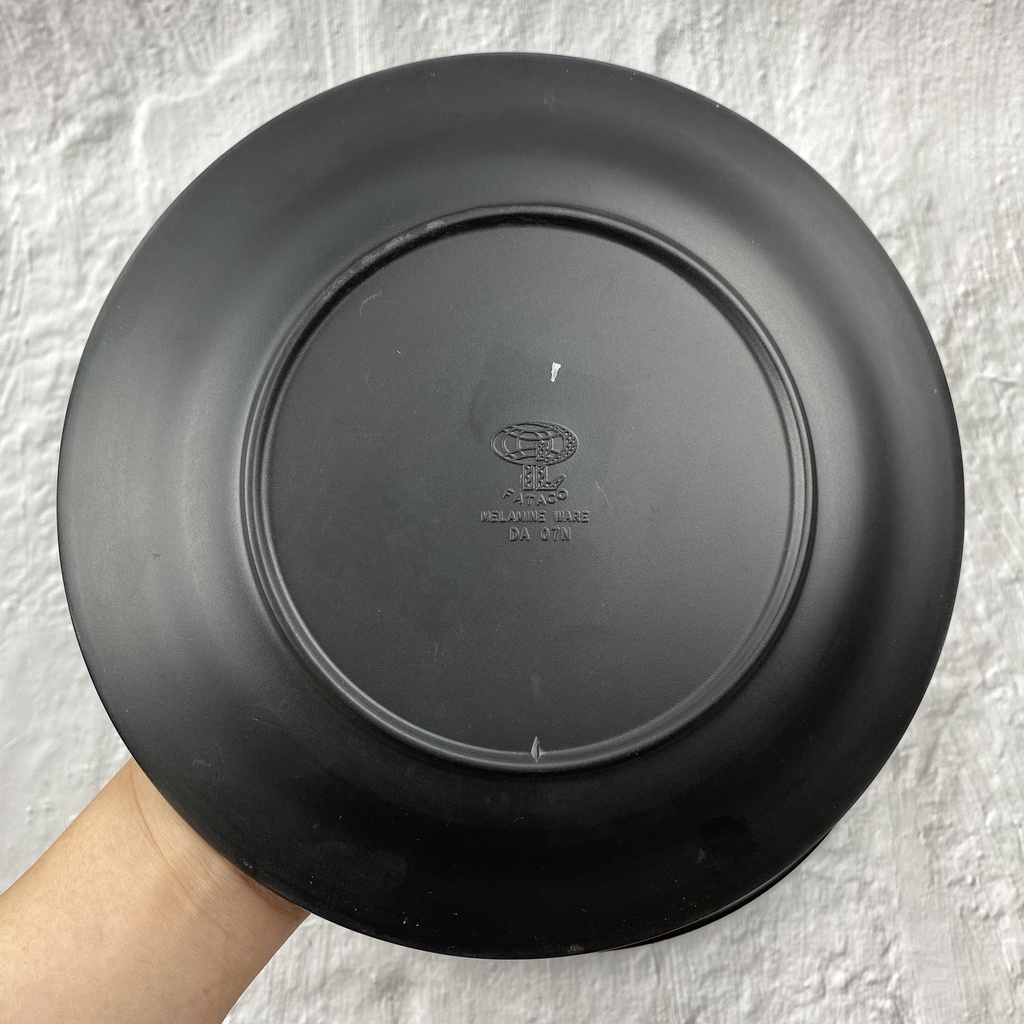 Dĩa nhựa Melamine đen nhám tròn dành cho gia đình, nhà hàng, quán ăn (da07n,08n,09n)