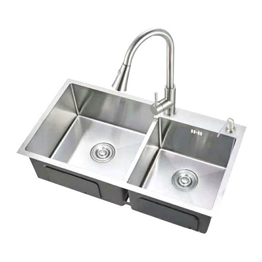 Chậu Rửa Bát Inox 🍅CAM KẾT CHÍNH HÃNG🍅 Chậu Rửa Chén Cao Cấp Hai Hố Lệch Inox SUS 304 Lubeck