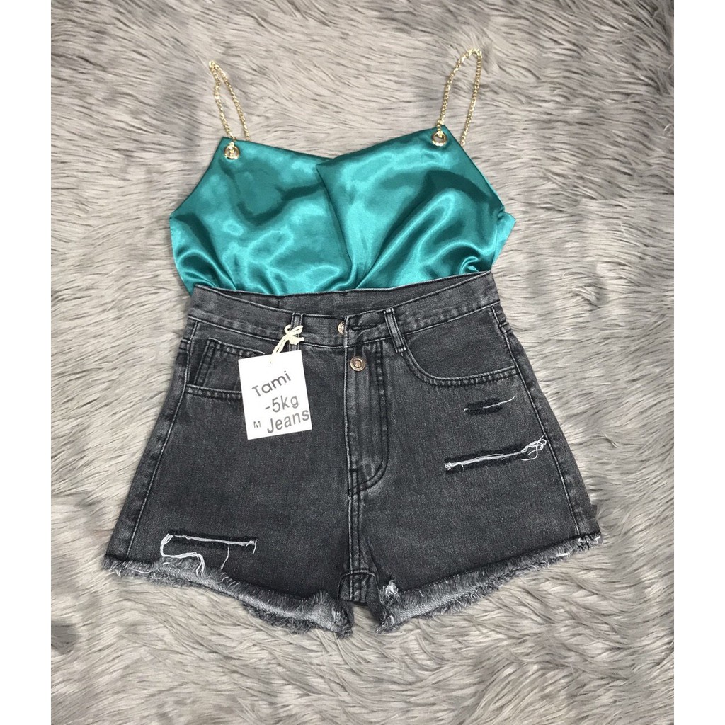 Áo 2 dây phi lụa cổ đổ dây xích khoen tròn cực xinh xinh | BigBuy360 - bigbuy360.vn