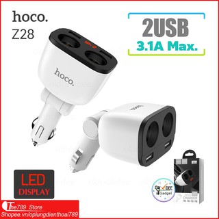 Bộ Chia Tẩu Sạc oto 2 Cổng USB Hoco Z28 - Củ Sạc Điện Thoại Trên Xe Hơi - Hàng Chính Hãng
