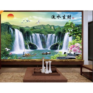 Tranh dán tường Tranh Núi Non Sơn Thủy Hữu Tình phòng kháchhiện đại dán tường MS959612