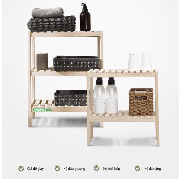 Kệ Giầy Dép Gỗ Lắp Ráp Đa Năng [OLLYHOME] Giá Để Giày Dép Oliving 2, 3 Tầng Trang Trí Phòng Phong Cách Hàn Quốc ST7