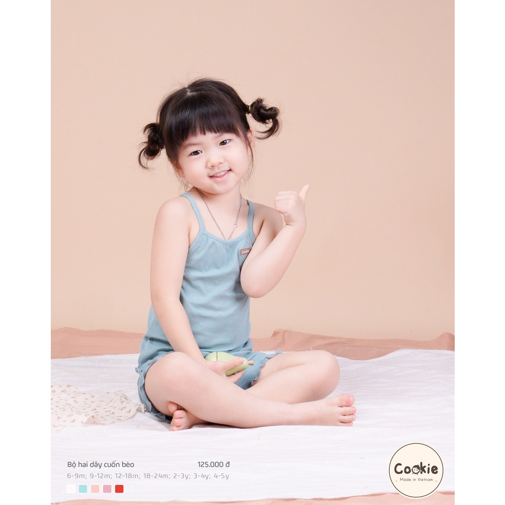 Bộ cộc hai dây quần bèo cho bé gái chất vải tăm lạnh siêu mát BST SUMMER 2022