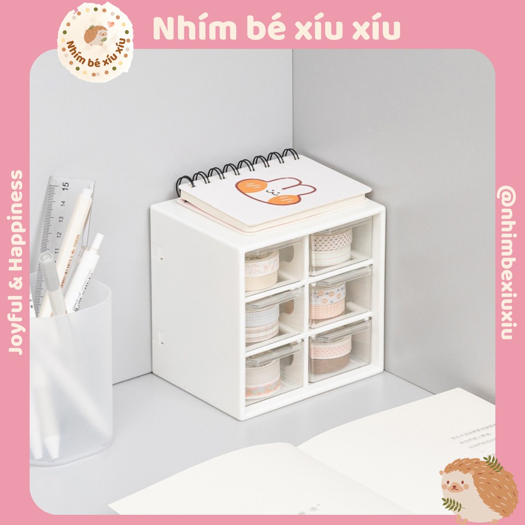 Tủ nhựa 9 ngăn hộp nhựa mini đựng đồ trang sức phụ kiện sang chảnh VT138