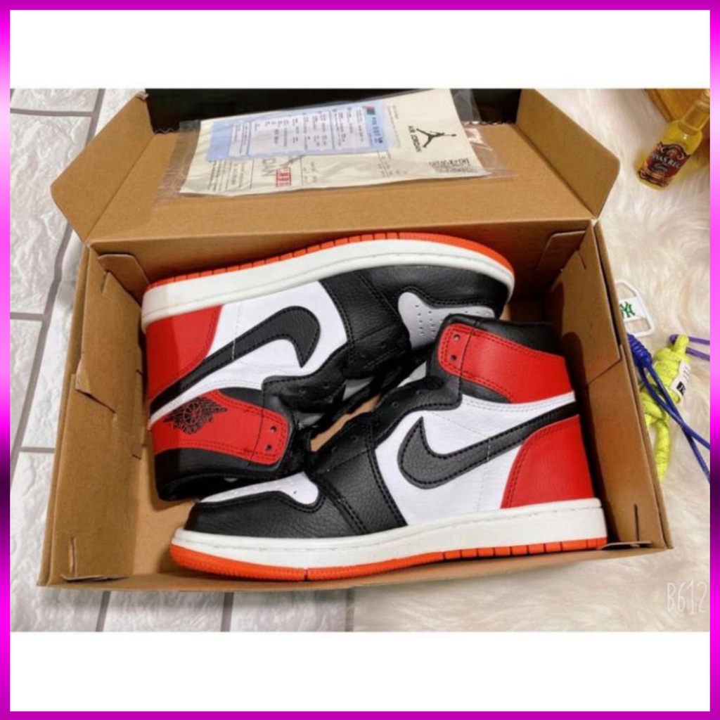 Giày Jordan cao cổ đen đỏ , Giày JD đỏ đen Thể Thao nam nữ hot trend 2022 full bill box