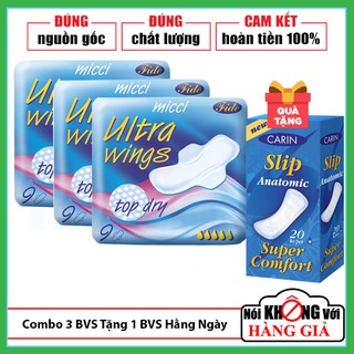[Chính Hãng EU] Combo 3 Băng Vệ Sinh Siêu Khô Thoáng Có Cánh Ultra Wings Top Dry Tặng Băng Vệ Sinh Hằng Ngày |Chống Tràn