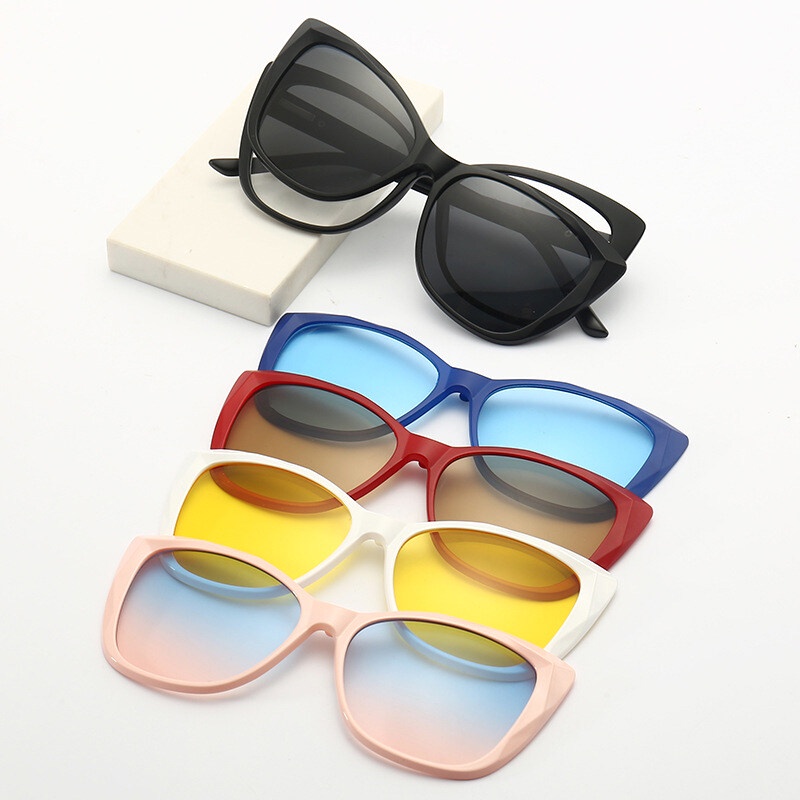 Bộ Sáu Cặp Kính Mát Mắt Mèo Dạng Kẹp Từ Tính Phân Cực Nhìn Ban Đêm Đa Năng