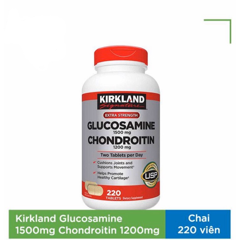 Kirkland Glucosamine 1500mg Chondroitin 1200mg hỗ trợ xương khớp (Chai 220 viên)