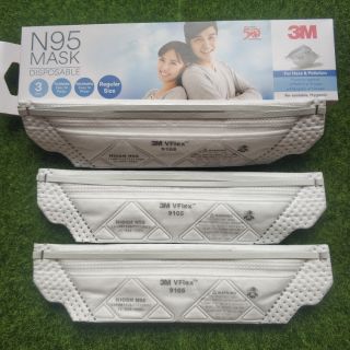 Hộp 3 khẩu trang 3M N95 tái sử dụng nhiều lần 9105 Vflex Singapore ngang 9501VT > 9001V có van thở N90 4 5 hộp lớp 50 10