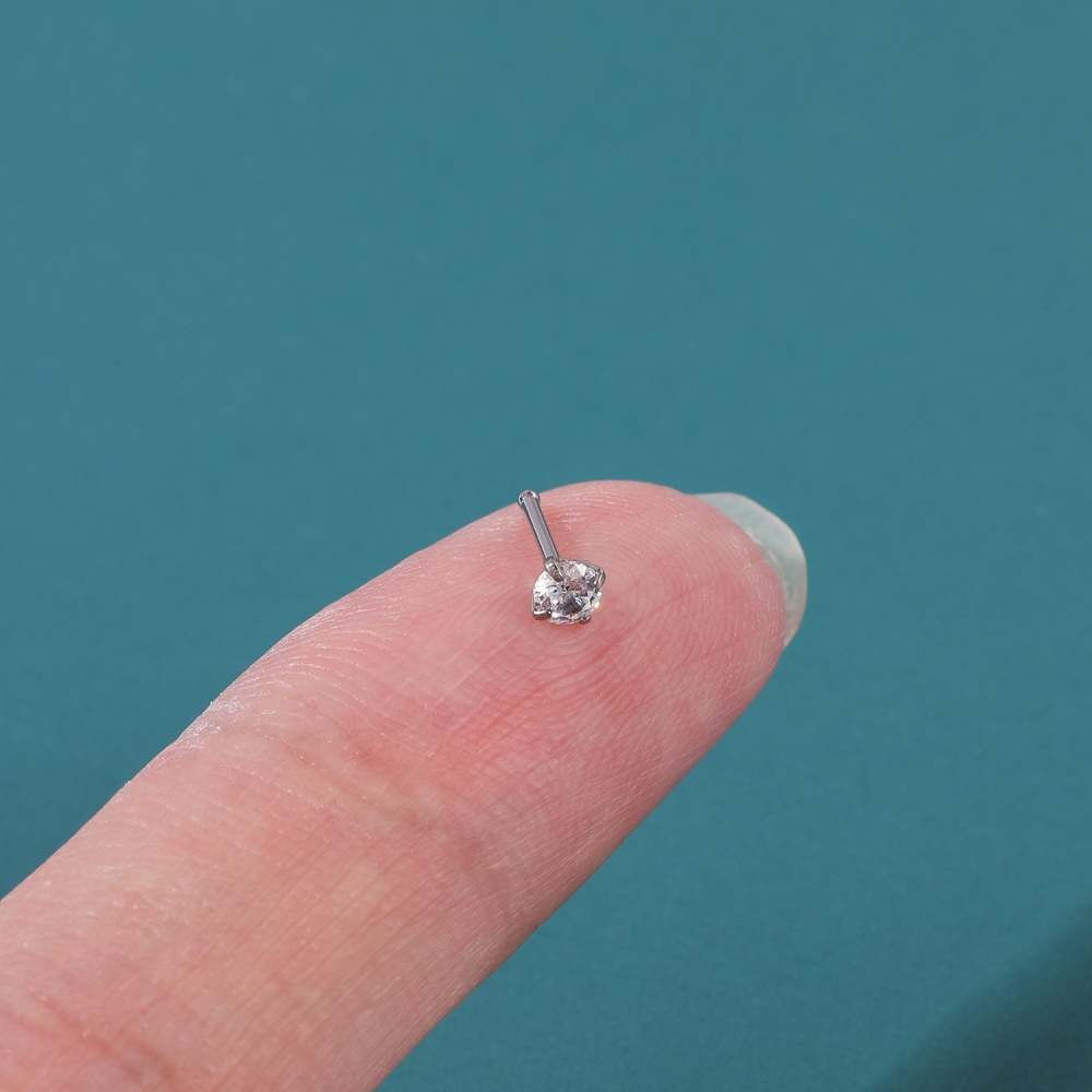 Khuyên mũi đính đá zircon hình chữ S 2/3MM G23 20G