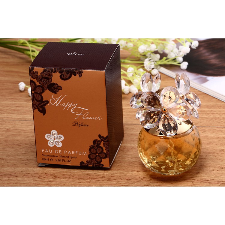 A4 [ Chai 60ml ] Nước Hoa Nữ Happy Flower Thiết Kế Đẹp Mắt Mùi Hương Sang Trọng Quyến Rũ | BigBuy360 - bigbuy360.vn