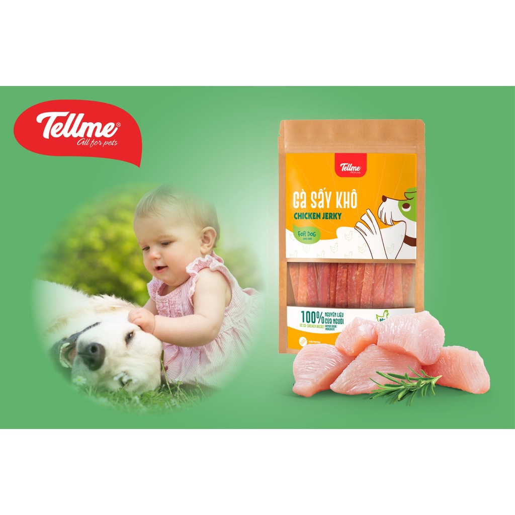 Đồ ăn cho chó TELLME®, Gói 60 gram Thức ăn Gà Sấy Khô Cho Chó - Pet Store 155