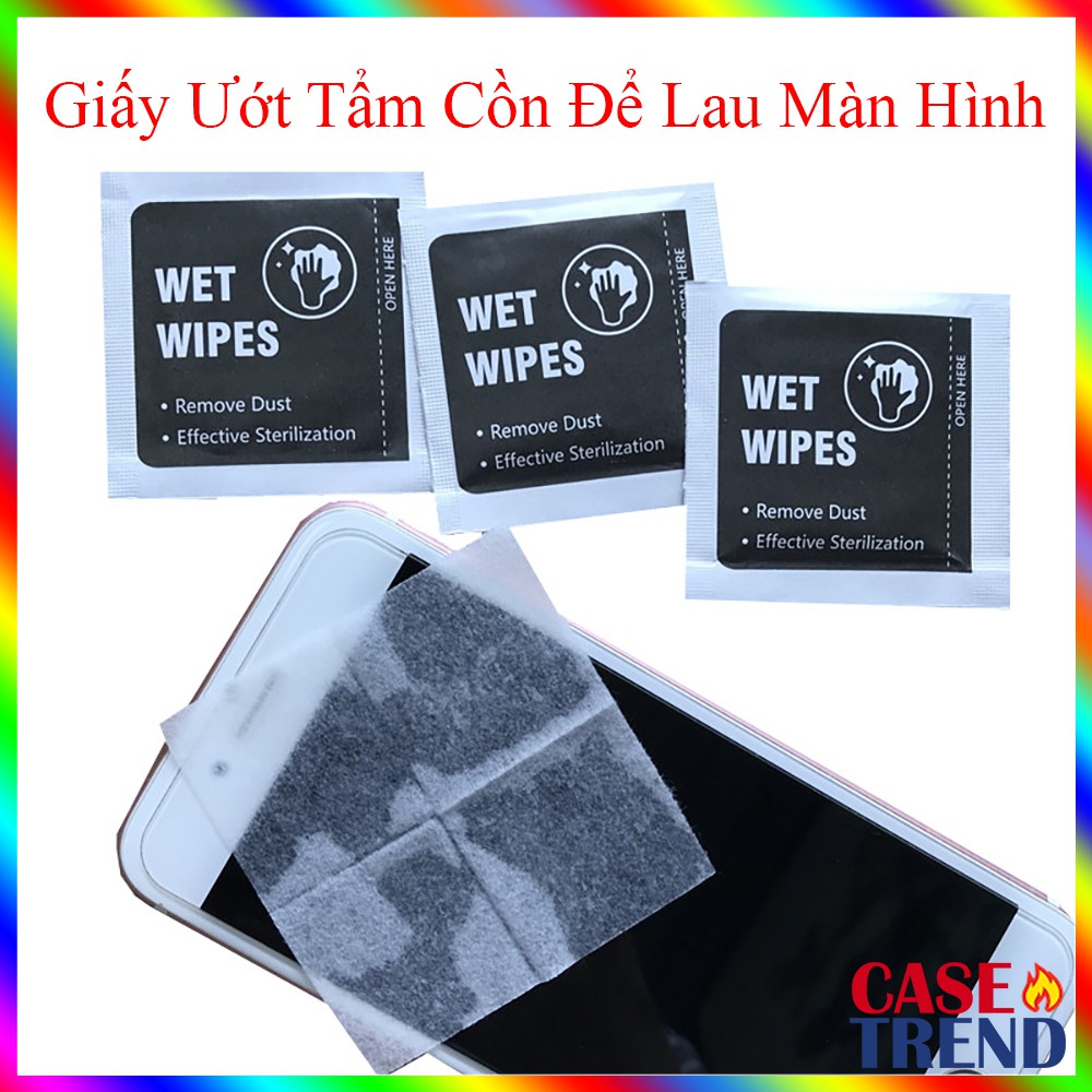 Sỉ 50 Bộ Khăn Vải Da Lộn Micro Fiber Lau Sạch Màn Hình Điện Thoại - Sticker Lấy Bụi Giấy Ướt Để Dán Cường Lực Skin PPF